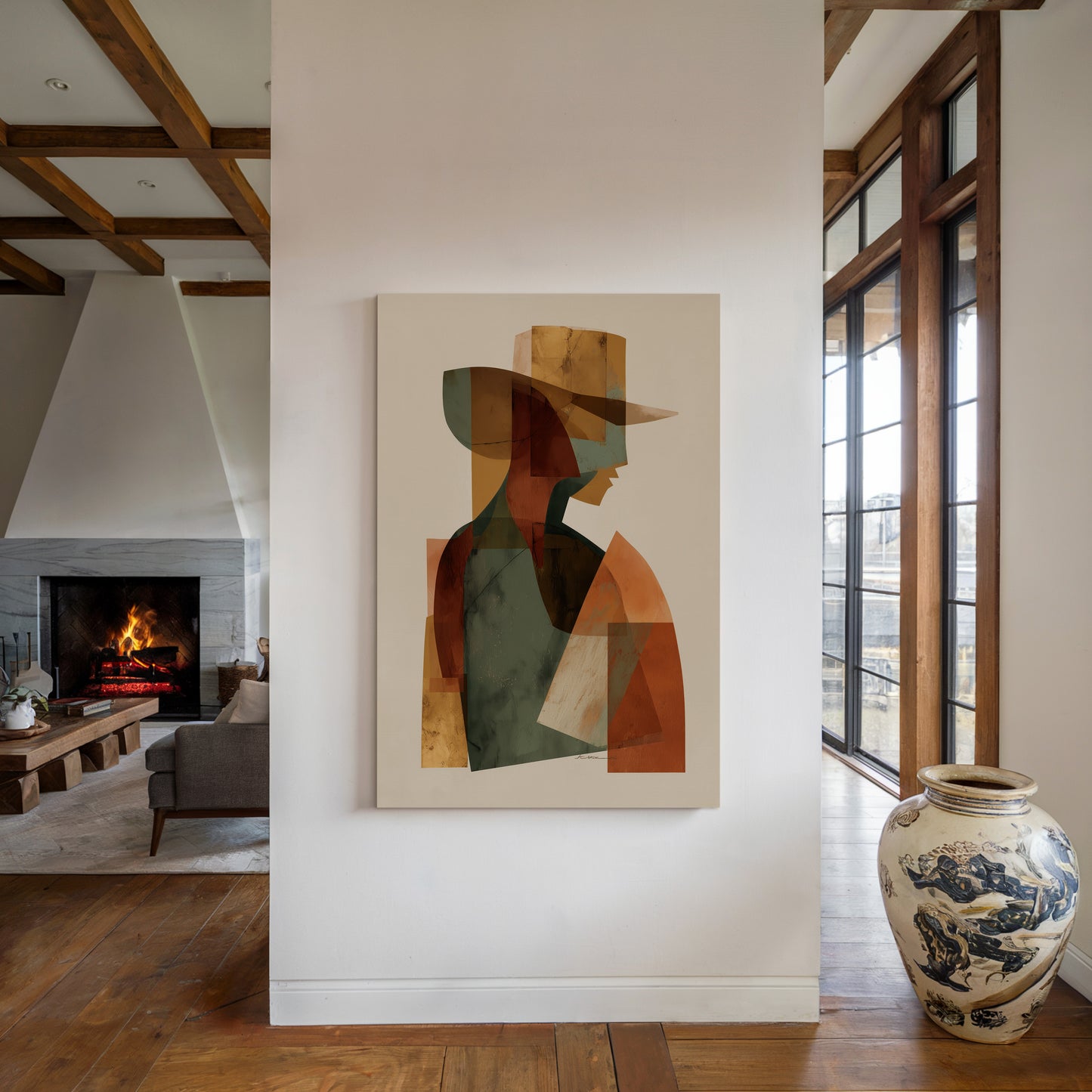 Abstract Cowboy Canvas Print: Geometric Shades