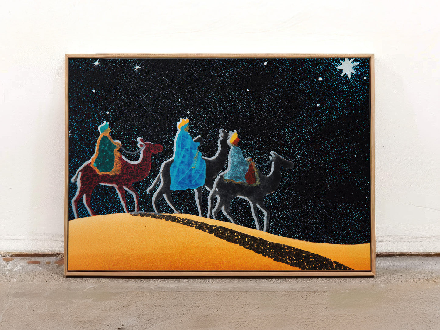 Three Wise Men Canvas Print: Nativity Star Night Desert Journey Art