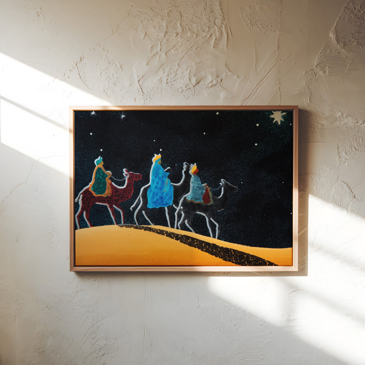 Three Wise Men Canvas Print: Nativity Star Night Desert Journey Art