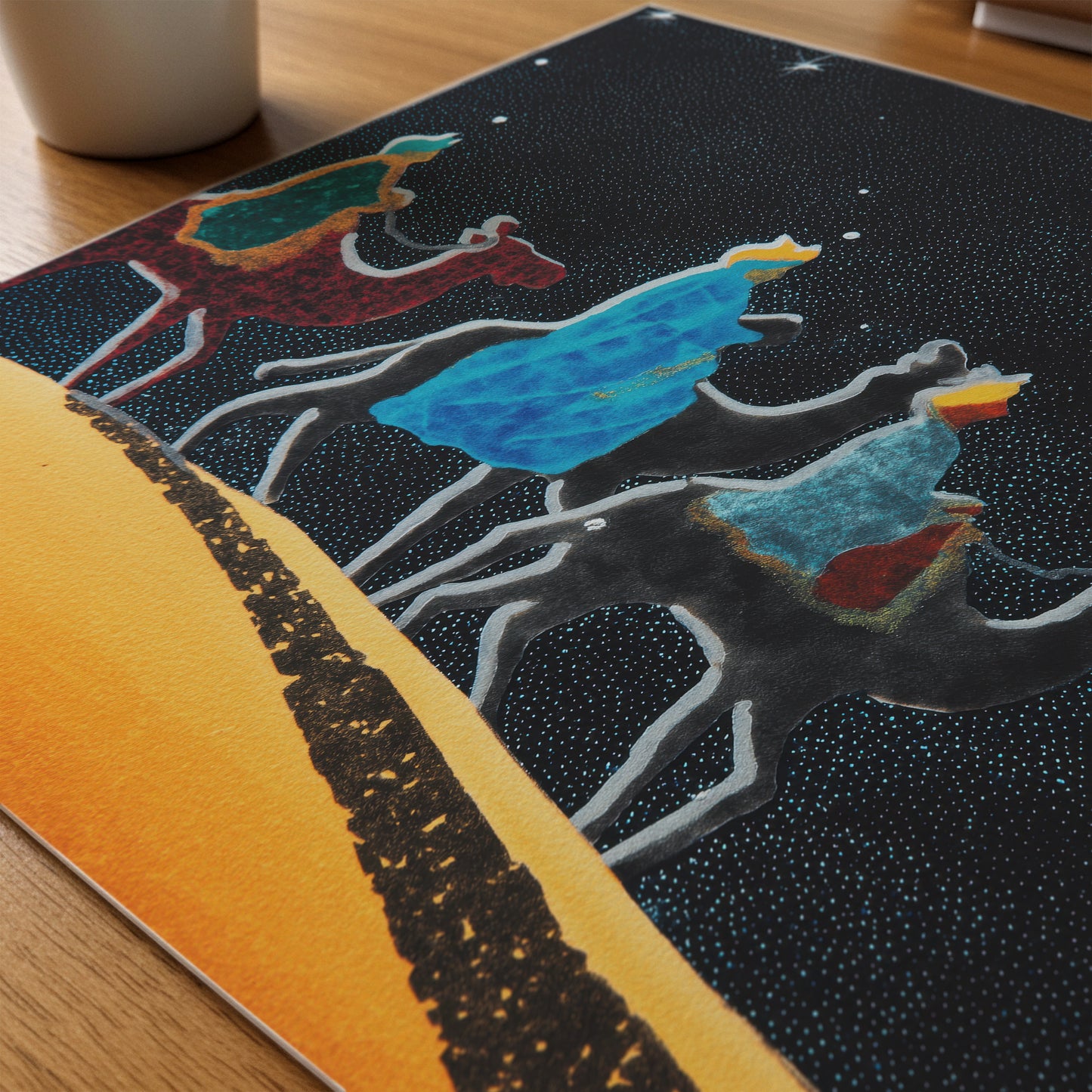 Three Wise Men Canvas Print: Nativity Star Night Desert Journey Art