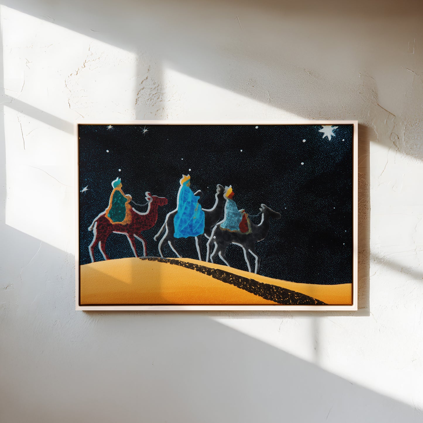 Three Wise Men Canvas Print: Nativity Star Night Desert Journey Art