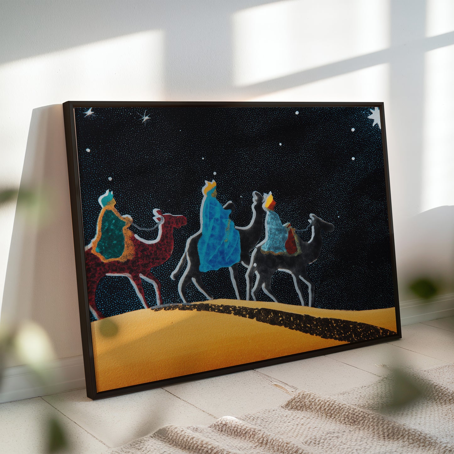 Three Wise Men Canvas Print: Nativity Star Night Desert Journey Art