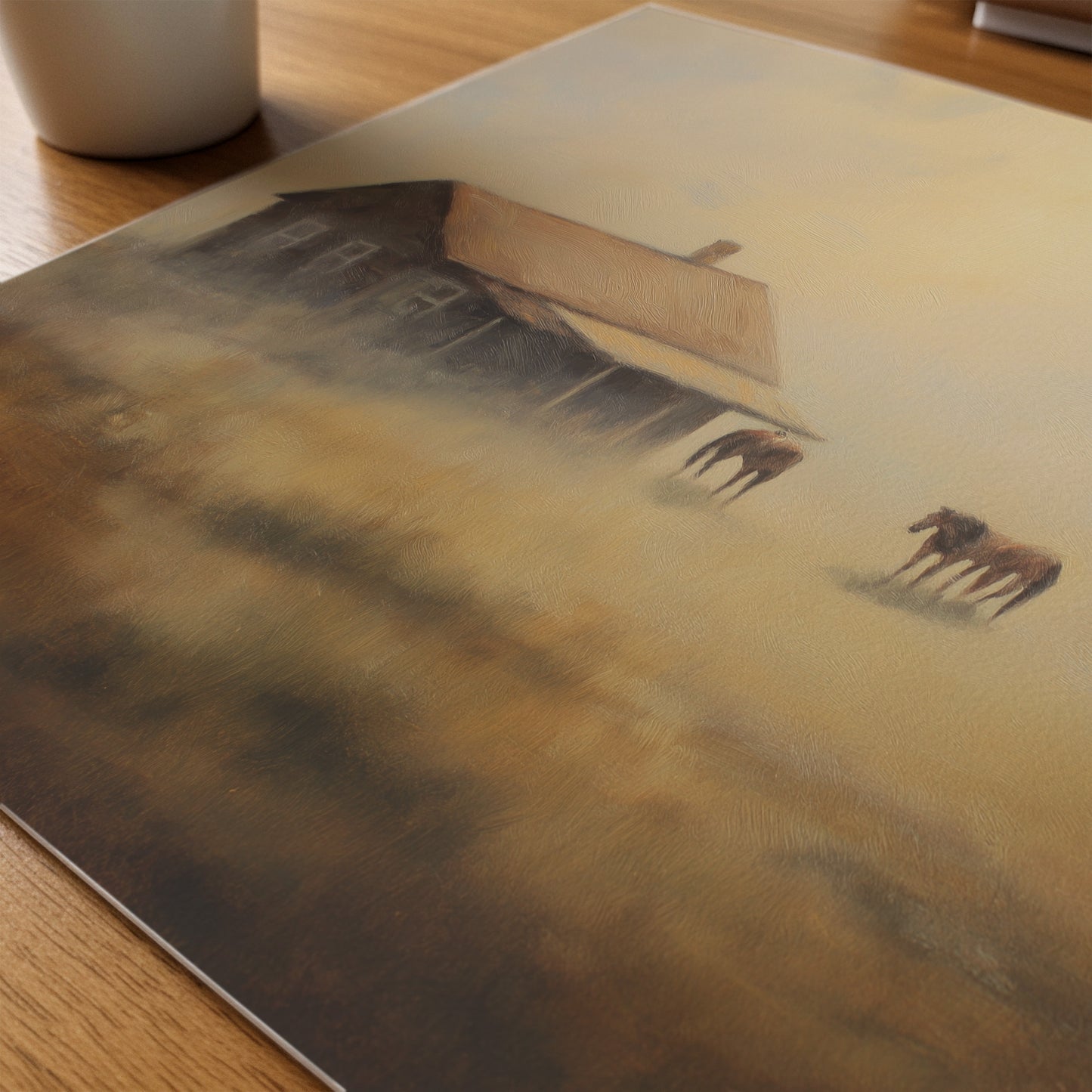 Ethereal Farmhouse & Horse Landscape Canvas Print