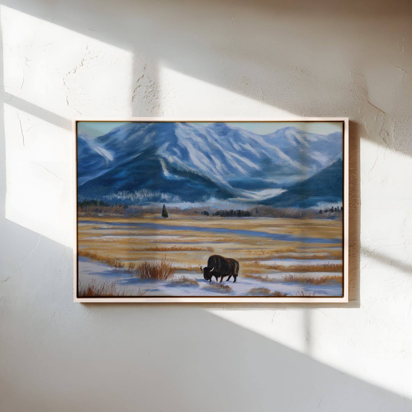 Bison Landscape Canvas Print: Mountain Winter Scene