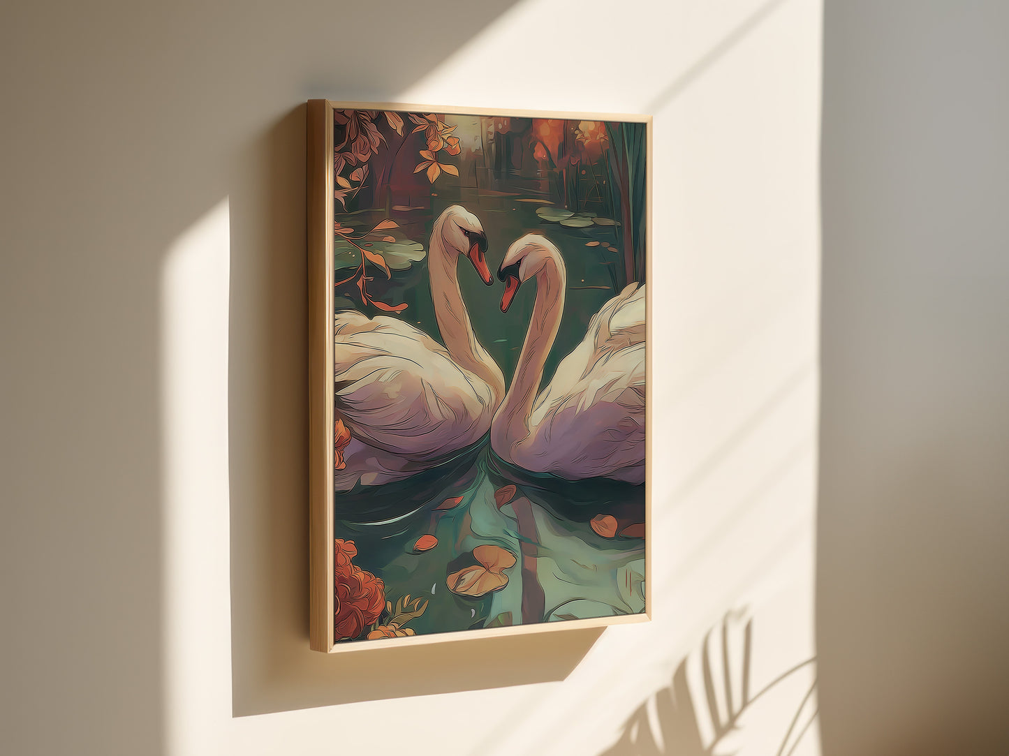 Elegant Swan Illustration Vertical Canvas Print