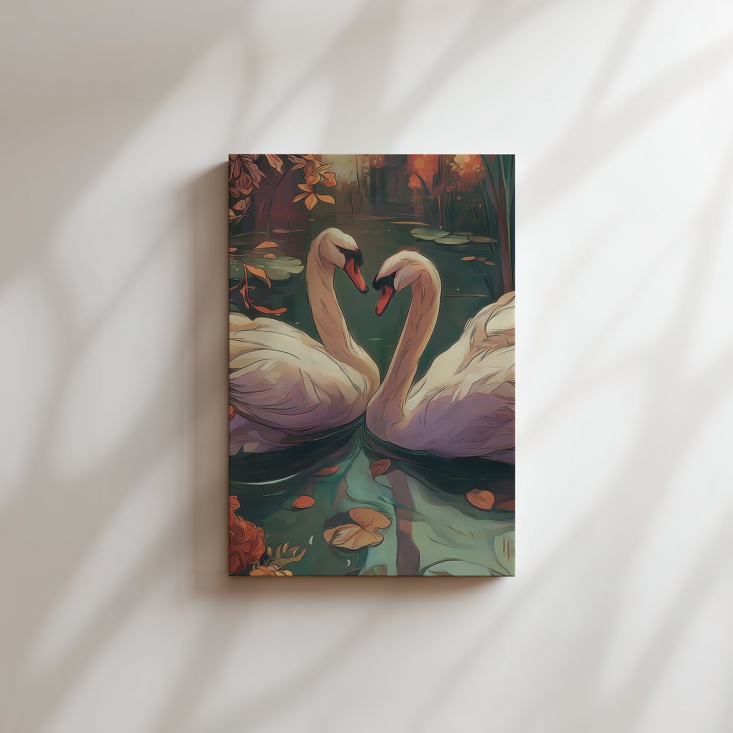 Elegant Swan Illustration Vertical Canvas Print