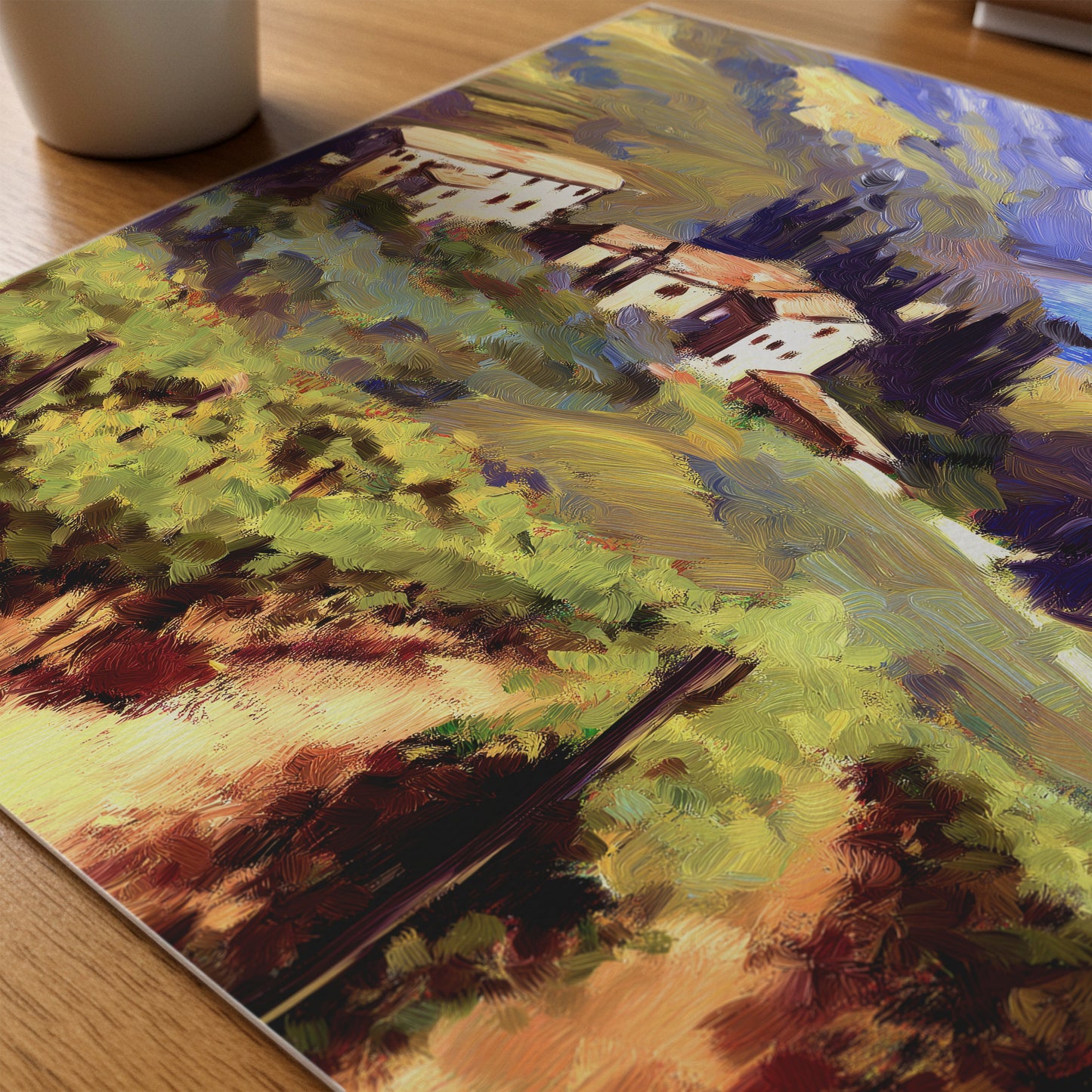 Impressionist Coastal Vineyard Canvas: Vibrant Landscape Art