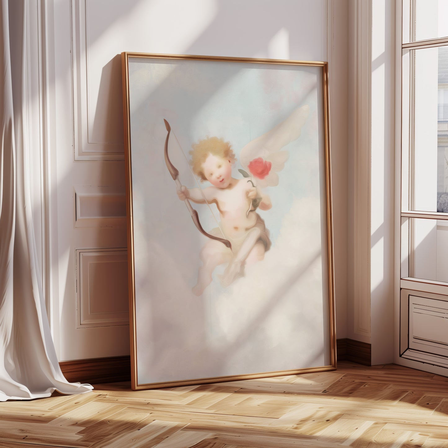 Cherubic Angel Art Canvas: Pastel Clouds Classic