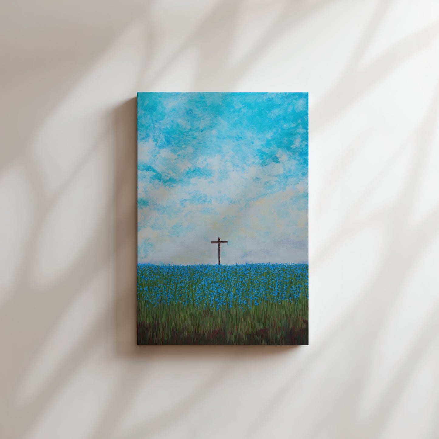 Blue Sky Cross Canvas Print: Inspirational Wall Art