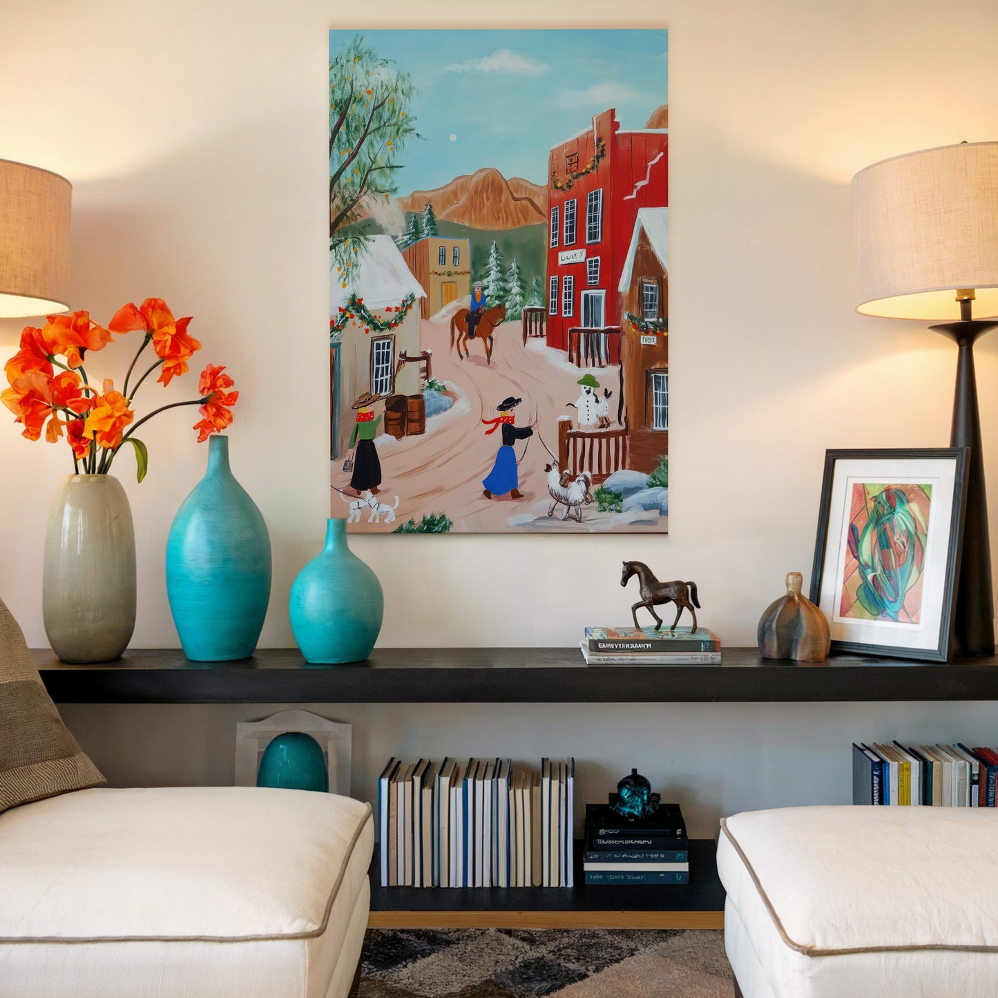 Charming Western Town Scene Canvas Print