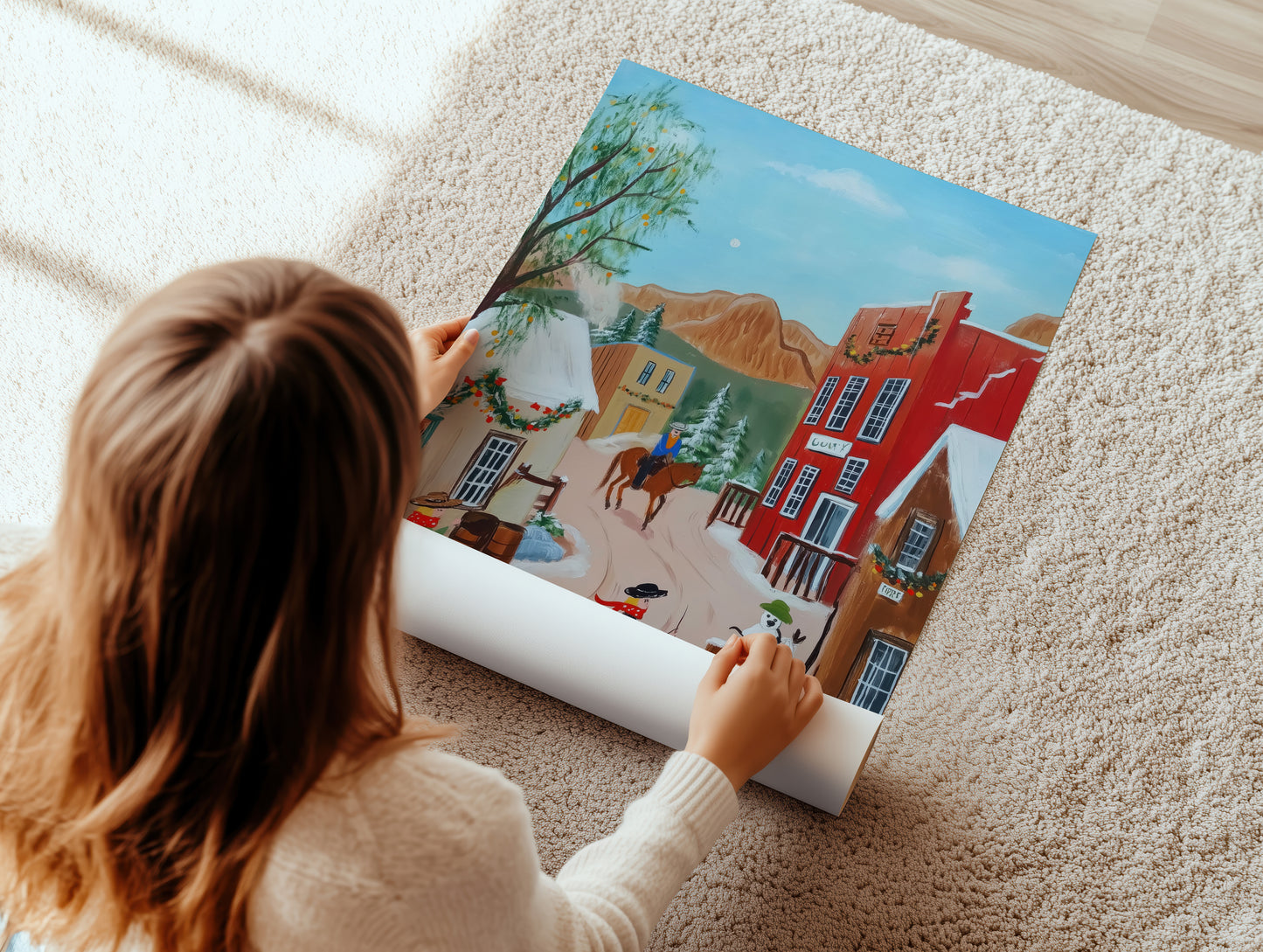 Charming Western Town Scene Canvas Print