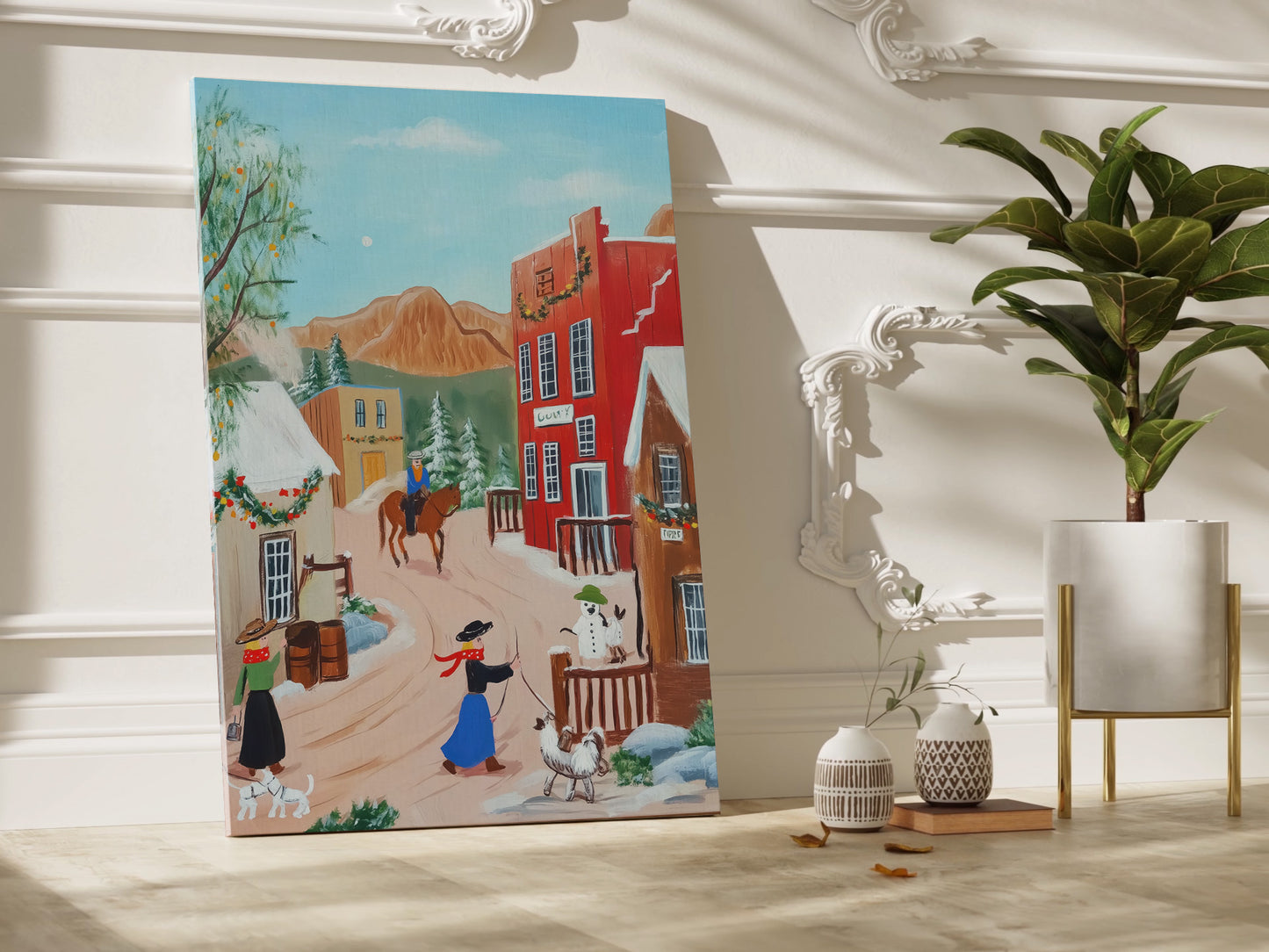 Charming Western Town Scene Canvas Print