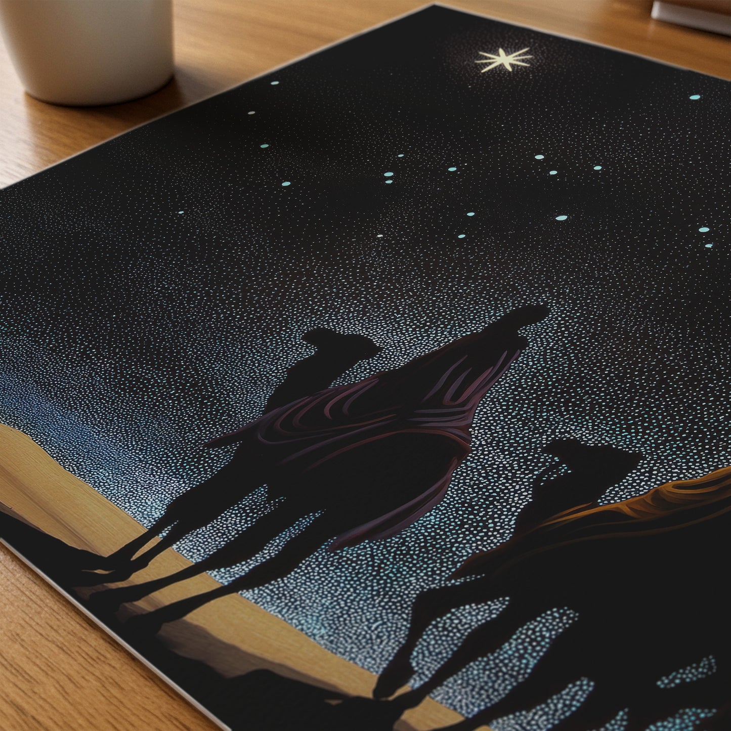 Three Wise Men Canvas Print: Nativity Star of Bethlehem Night Sky