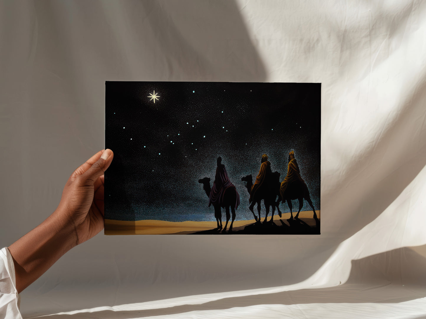 Three Wise Men Canvas Print: Nativity Star of Bethlehem Night Sky