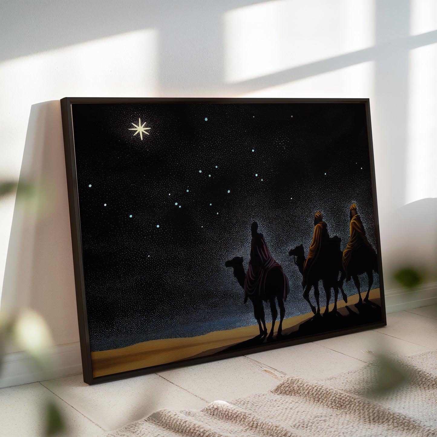 Three Wise Men Canvas Print: Nativity Star of Bethlehem Night Sky