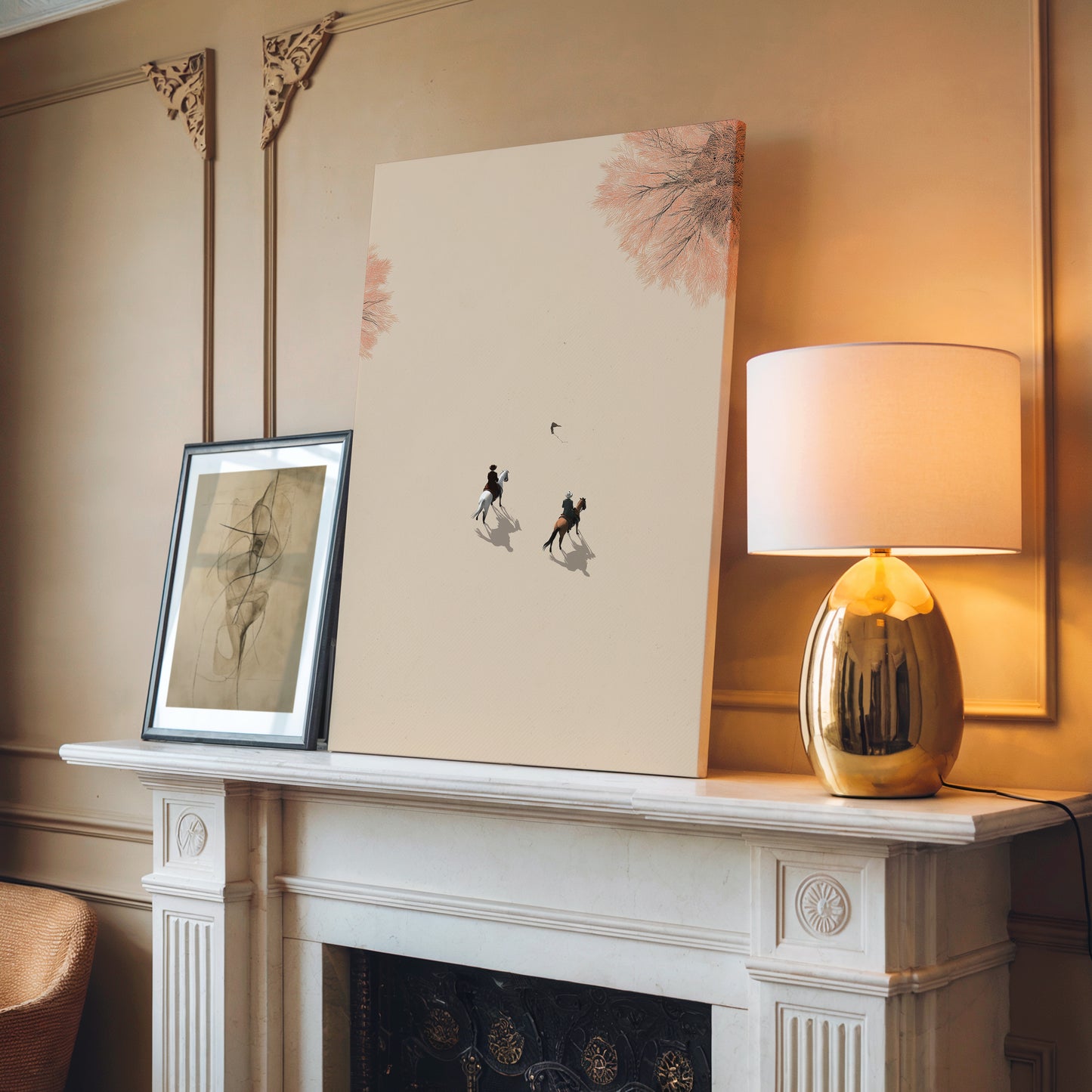 Minimalist Riders Canvas Art: Premium Vertical Print