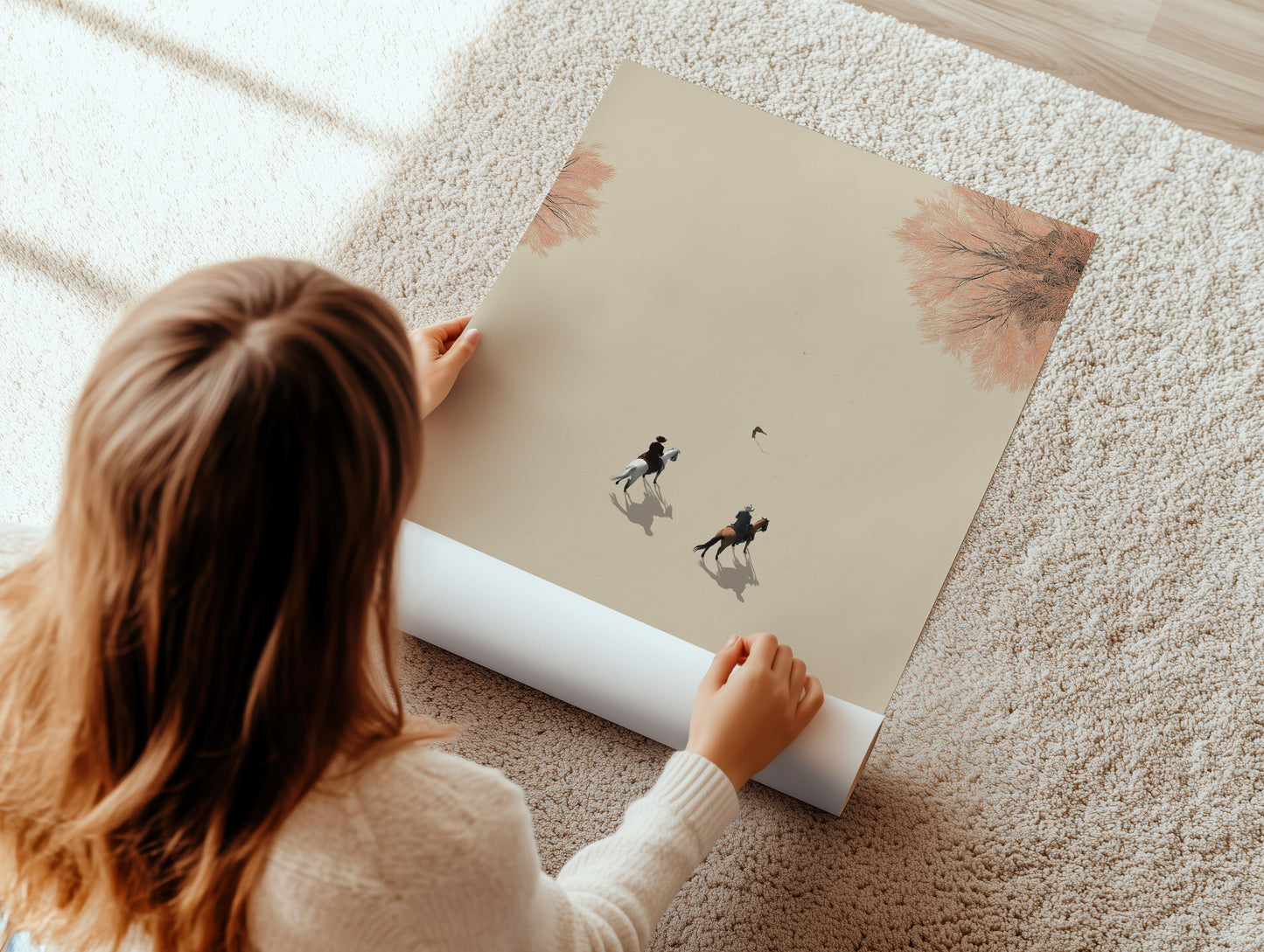 Minimalist Riders Canvas Art: Premium Vertical Print