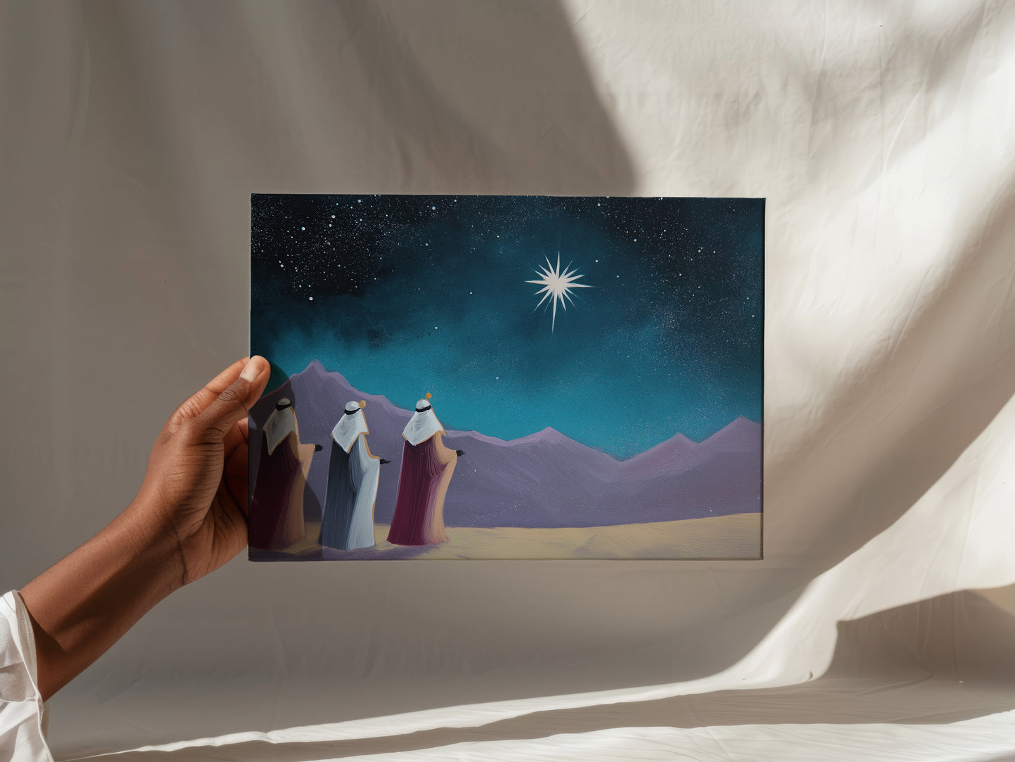 Three Wise Men Canvas Print: Star of Bethlehem Night Sky Art