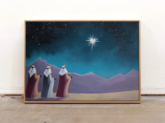 Three Wise Men Canvas Print: Star of Bethlehem Night Sky Art