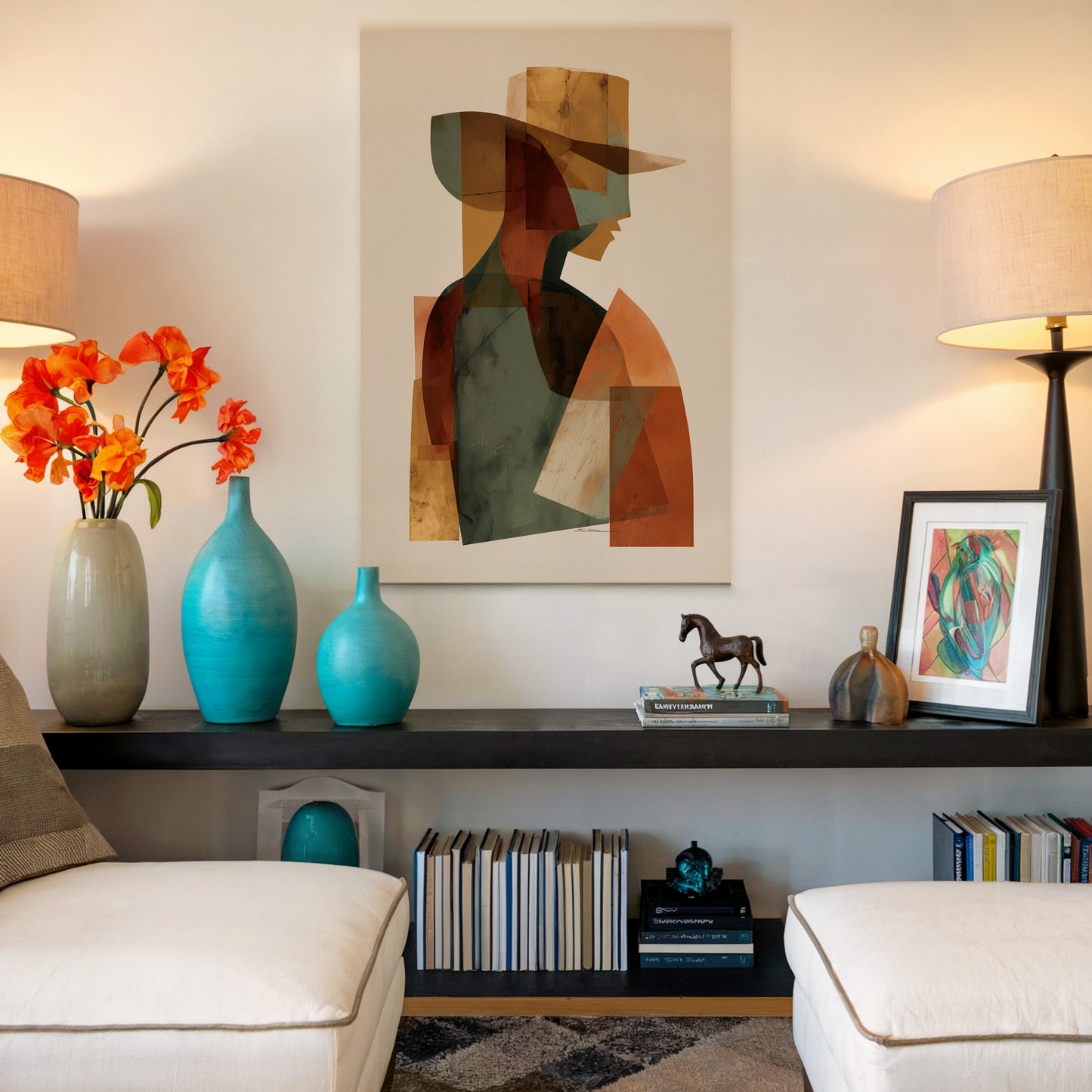 Abstract Cowboy Canvas Print: Geometric Shades