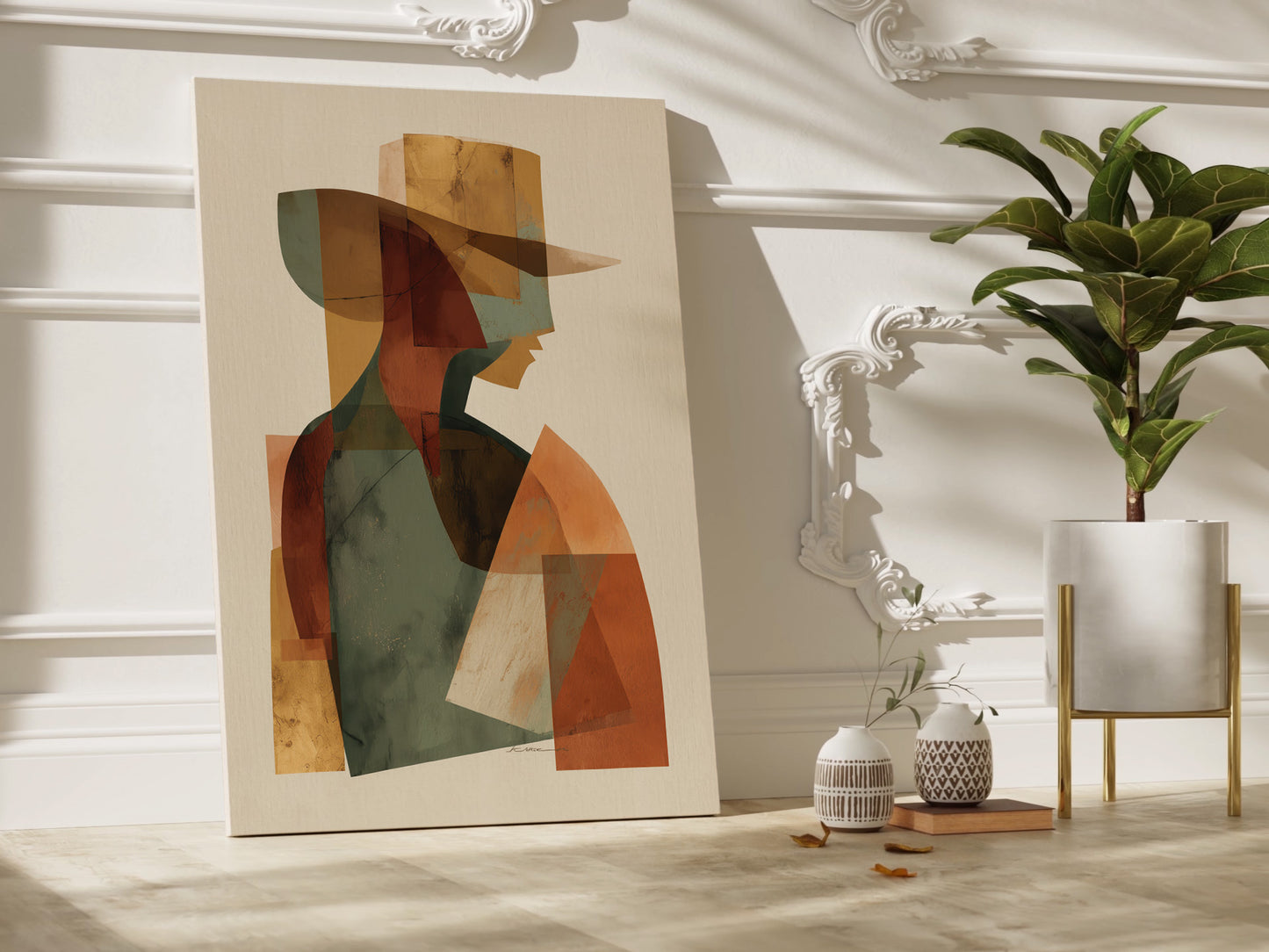 Abstract Cowboy Canvas Print: Geometric Shades