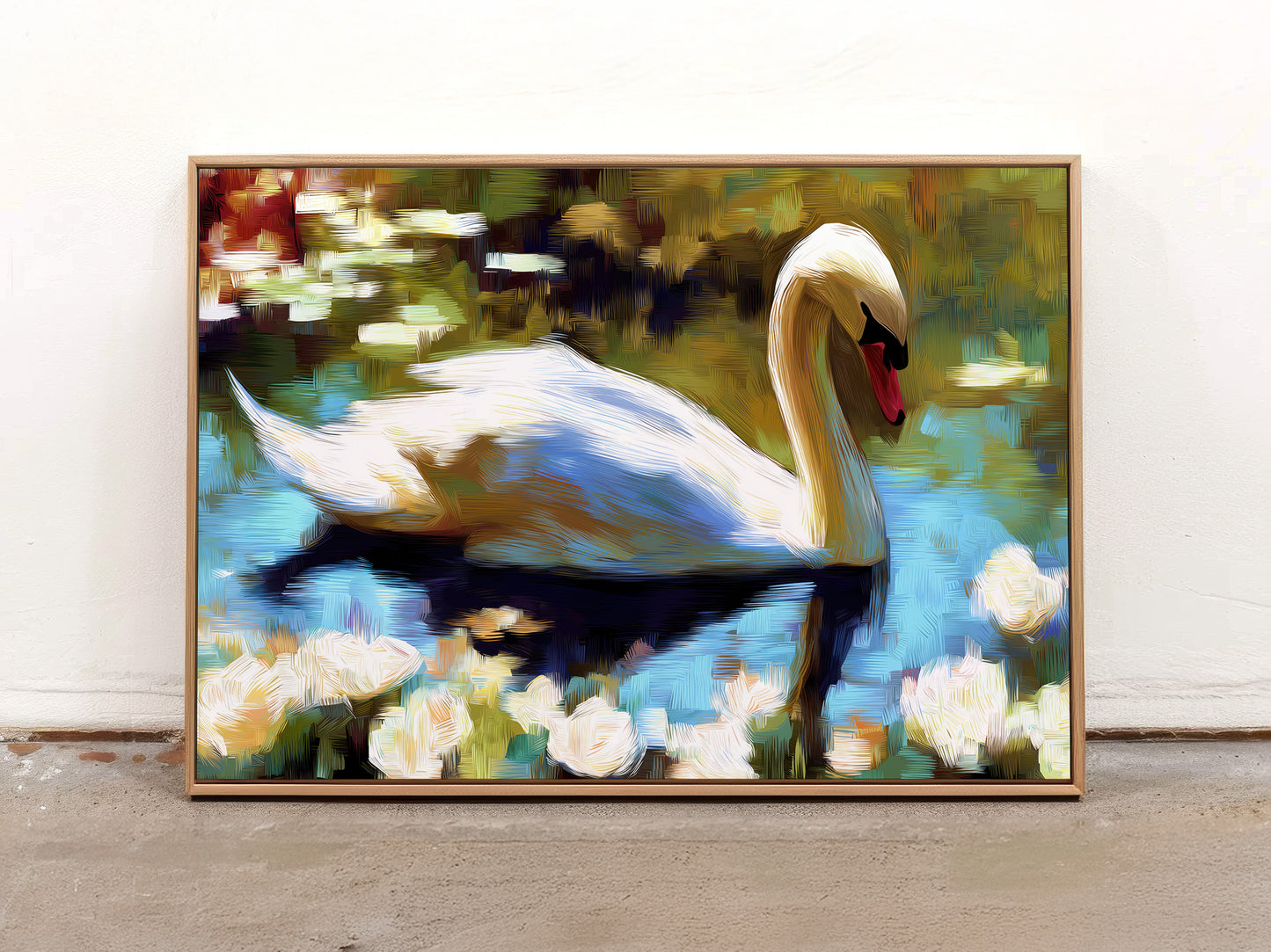 Serene Swan Impressionistic Canvas Art