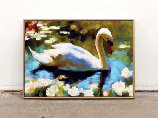 Serene Swan Impressionistic Canvas Art