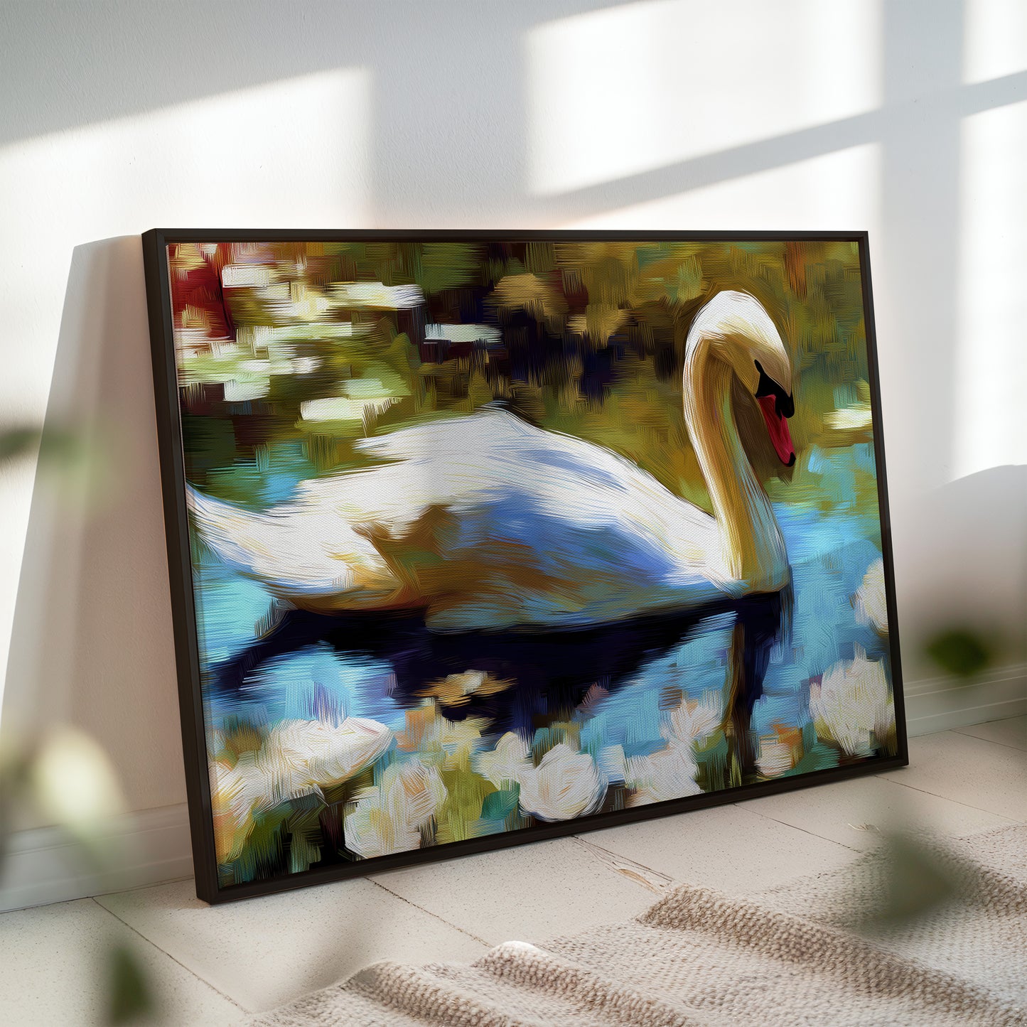 Serene Swan Impressionistic Canvas Art