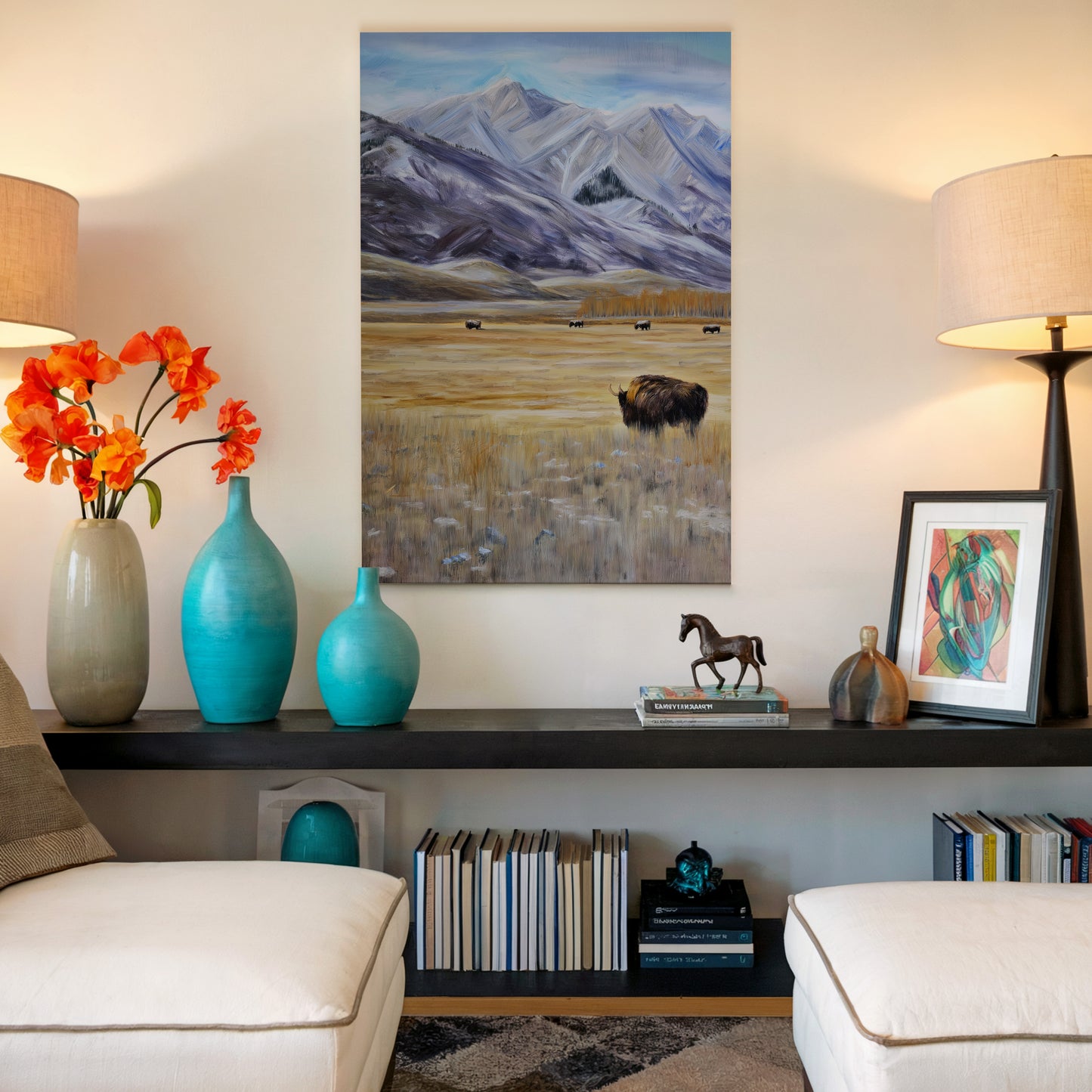 Mountain Bison Scenic Canvas Print