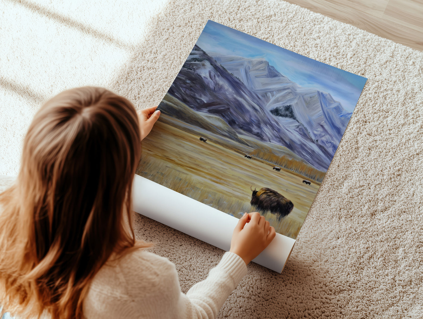 Mountain Bison Scenic Canvas Print
